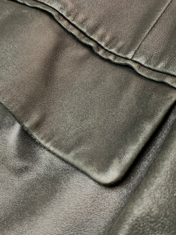 【現状渡し品】【メンズ】 SALVATORE FERRAGAMO サルヴァトーレフェラガモ イタリア製 REAL LEATHER COAT リアル レザー コート アウター 141-260526-jt-21-min サイズ：60 カラー：ブラック 万代Net店