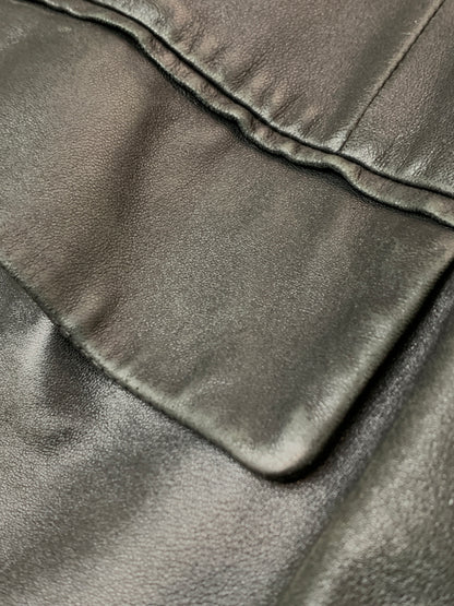 【現状渡し品】【メンズ】 SALVATORE FERRAGAMO サルヴァトーレフェラガモ イタリア製 REAL LEATHER COAT リアル レザー コート アウター 141-260526-jt-21-min サイズ：60 カラー：ブラック 万代Net店