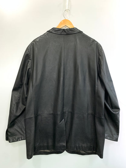 【現状渡し品】【メンズ】 SALVATORE FERRAGAMO サルヴァトーレフェラガモ イタリア製 REAL LEATHER COAT リアル レザー コート アウター 141-260526-jt-21-min サイズ：60 カラー：ブラック 万代Net店