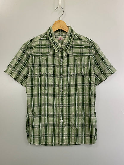 【中古品】【メンズ】 GLORY PARK フラットヘッド グローリーパーク WESTERN S S SHIRT ウェスタン 半袖シャツ トップス 145-260626-jt-10-min サイズ：38 カラー：グリーン系 万代Net店