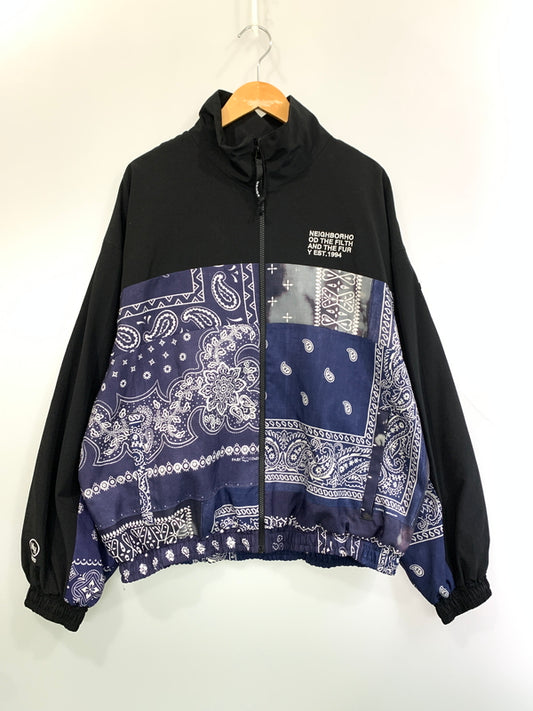 【中古美品】【メンズ】 NEIGHBORHOOD ネイバーフッド 21AW BANDANA CHOPPED TRACK JACKET 212AQNH-JKM03 バンダナ チョップド トラックジャケット ライトアウター 142-260529-yn-13-min サイズ：M カラー：ブラック 万代Net店