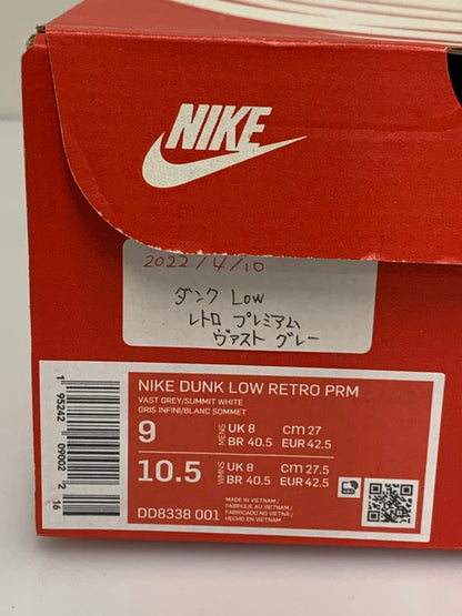【中古品】【メンズ】 NIKE ナイキ DUNK LOW RETRO PRM VAST GREY SUMMIT WHITE DD8338-001 ダンク ロー レトロ プレミアム スニーカー メンズ シューズ 靴 160-260521-em-48-min サイズ：27.0cm カラー：ヴァストグレー/サミットホワイト 万代Net店