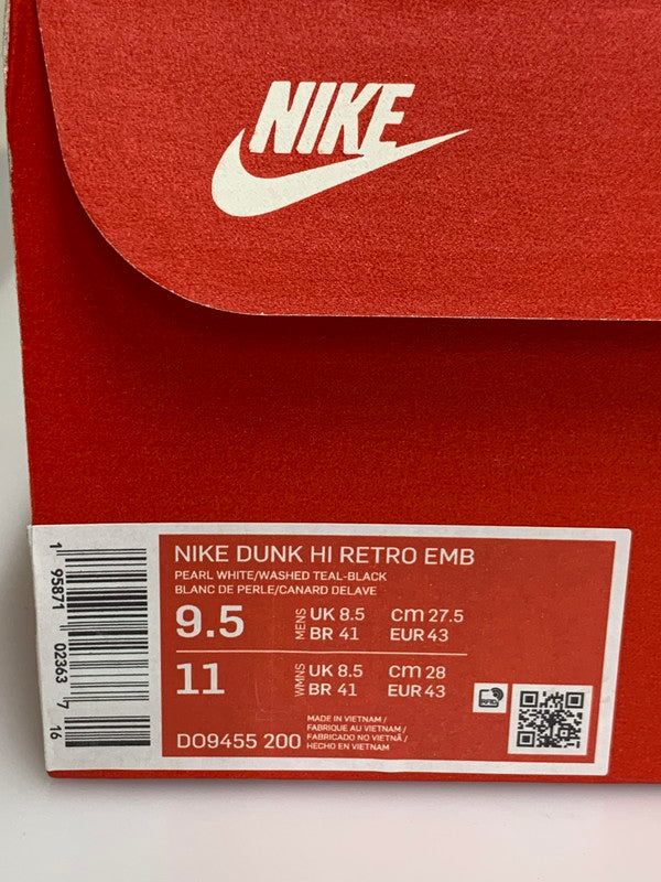 【中古品】【メンズ】 NIKE ナイキ DUNK HIGH RETRO EMB PEARL WHITE AND WASHED TEAL D09455-200 ダンク ハイ レトロ EMB スニーカー メンズ シューズ 靴 160-260521-em-55-min サイズ：27.5cm カラー：ホワイト/ブラック系 万代Net店