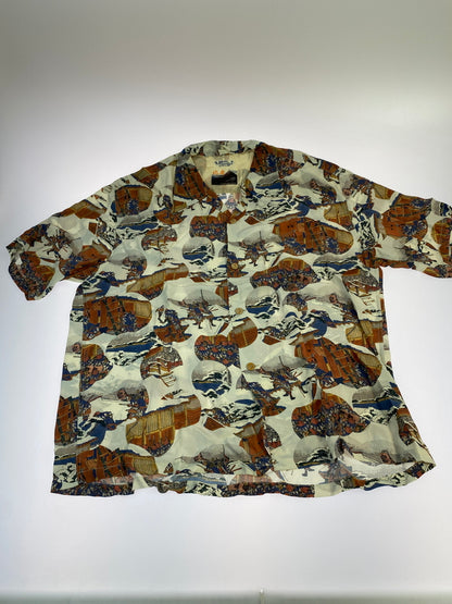 【中古品】【メンズ】 SUNSURF サンサーフ ×葛飾北斎 SS37918 SPECIAL EDITION RAYON S S 忠臣蔵討入 半袖シャツ ショートスリーブ 145-260607-AS-17-min サイズ：XXL カラー：オフホワイト/ブラウン系 万代Net店