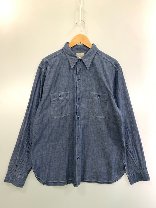 【中古品】【メンズ】 BUZZ RICKSON'S バズリクソンズ BLUE CHAMBRAY WORK SHIRT BR25995 ブルー シャンブレー ワークシャツ 長袖シャツ トップス 145-260529-yn-12-min サイズ：18-18 1/2 カラー：ブルー系 万代Net店