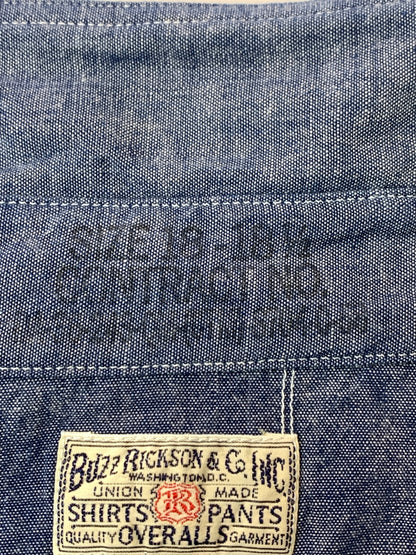 【中古品】【メンズ】 BUZZ RICKSON'S バズリクソンズ BLUE CHAMBRAY WORK SHIRT BR25995 ブルー シャンブレー ワークシャツ 長袖シャツ トップス 145-260529-yn-12-min サイズ：18-18 1/2 カラー：ブルー系 万代Net店