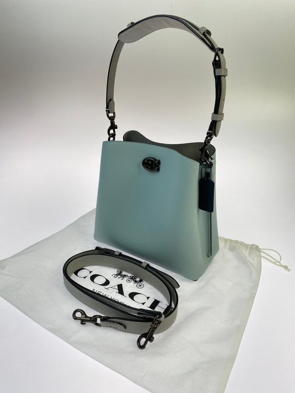 【中古美品】【メンズ】 COACH コーチ WILLOW BUCKET C3766 ウィロウ バケット ショルダーバッグ 180-260530-KS-13-min カラー：ライトブルー 万代Net店