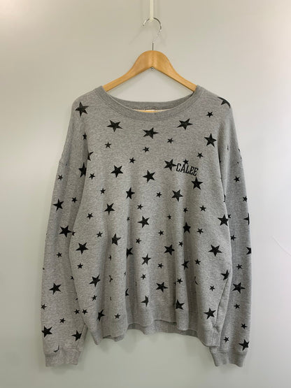【中古品】【メンズ】 CALEE キャリー ALLOVER STAR PATTERN LS SWEATSHIRT CL-22AW005SP オールオーバースターパターン スウェットシャツ クルーネック 星総柄 142-260610-kt-18-min サイズ：XL カラー：グレー 万代Net店