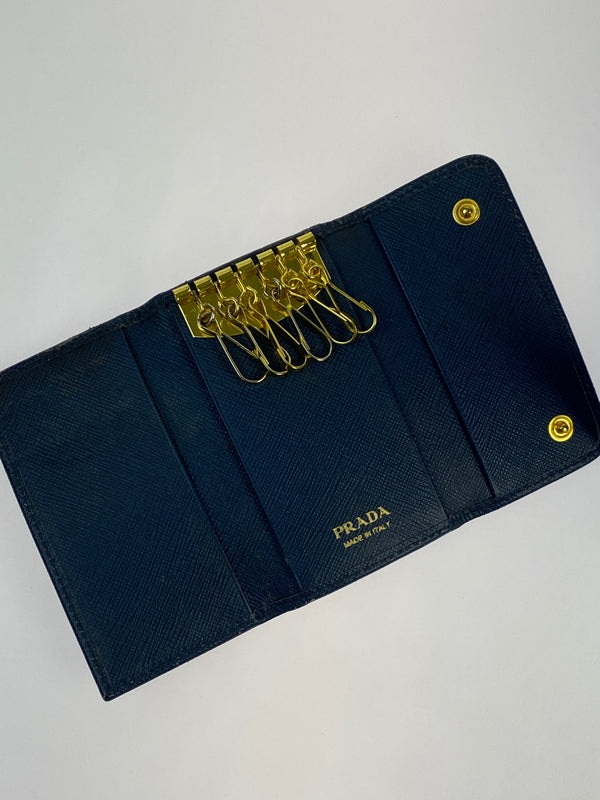 【現状渡し品】【メンズ/レディース】 PRADA プラダ 1PG222 6連キーケース 181-260713-KS-08-min カラー：ブルー 万代Net店