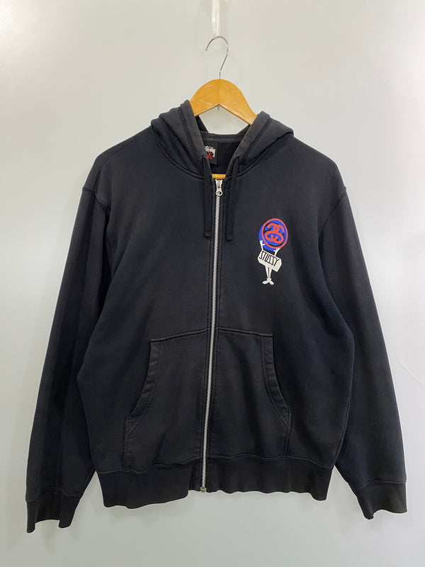 【中古品】【メンズ】 STUSSY ステューシー 00S ZIP HOODIE 00年代 ジップ フーディ ジップアップ パーカー メンズ トップス 142-260615-em-30-min サイズ：M カラー：ブラック 万代Net店