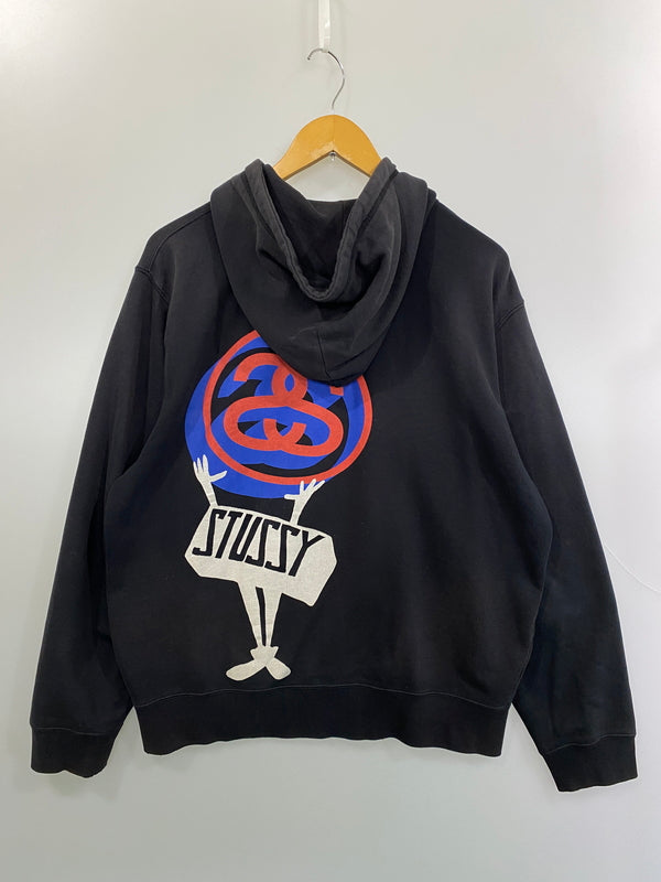 【中古品】【メンズ】 STUSSY ステューシー 00S ZIP HOODIE 00年代 ジップ フーディ ジップアップ パーカー メンズ トップス 142-260615-em-30-min サイズ：M カラー：ブラック 万代Net店