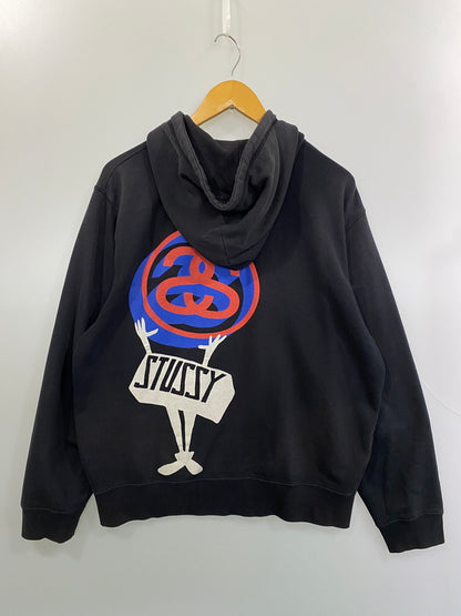 【中古品】【メンズ】 STUSSY ステューシー 00S ZIP HOODIE 00年代 ジップ フーディ ジップアップ パーカー メンズ トップス 142-260615-em-30-min サイズ：M カラー：ブラック 万代Net店