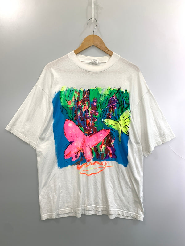 【現状渡し品】【メンズ】 KING ART SHIRT キング アーティスト シャツ 90's ART TEE 90年代 アートTシャツ 半袖Tシャツ トップス 146-260529-yn-35-min サイズ：L カラー：ホワイト 万代Net店