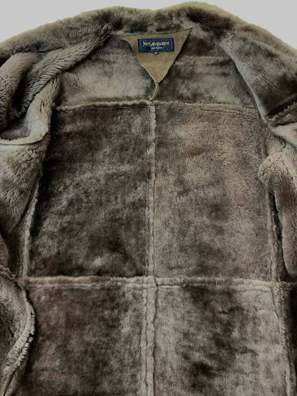 【現状渡し品】【メンズ】 YVES SAINT LAURENT POUR HOMME イヴ サンローラン プール オム ムートンコート アウター 141-260526-jt-16-min サイズ：105 カラー：ブラウン 万代Net店