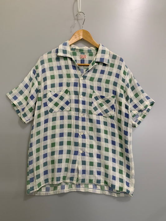 【現状渡し品】【メンズ】 SUGAR CANE シュガーケーン STYLE EYES SS SHIRT シャツ 145-260523-zi-18-min サイズ：M カラー：ホワイト/グリーン/ブルー 万代Net店