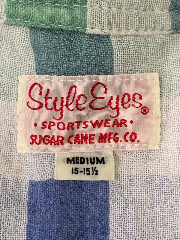 【現状渡し品】【メンズ】 SUGAR CANE シュガーケーン STYLE EYES SS SHIRT シャツ 145-260523-zi-18-min サイズ：M カラー：ホワイト/グリーン/ブルー 万代Net店