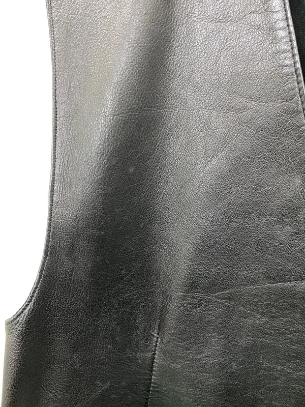 【中古品】【メンズ】 PESCI ペッシ LEATHER VEST レザーベスト イタリア製 トップス 146-260715-yn-19-min サイズ：50 カラー：ブラック 万代Net店