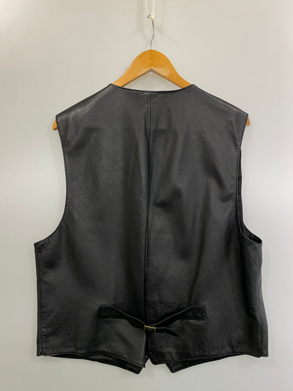 【中古品】【メンズ】 PESCI ペッシ LEATHER VEST レザーベスト イタリア製 トップス 146-260715-yn-19-min サイズ：50 カラー：ブラック 万代Net店