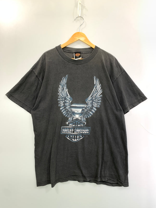 【現状渡し品】【メンズ】 HARLEY-DAVIDSON ハーレーダビッドソン SS PRINT TEE 半袖Tシャツ ショートスリーブ 146-260531-AS-28-min サイズ：XL カラー：ブラック(色あせ) 万代Net店