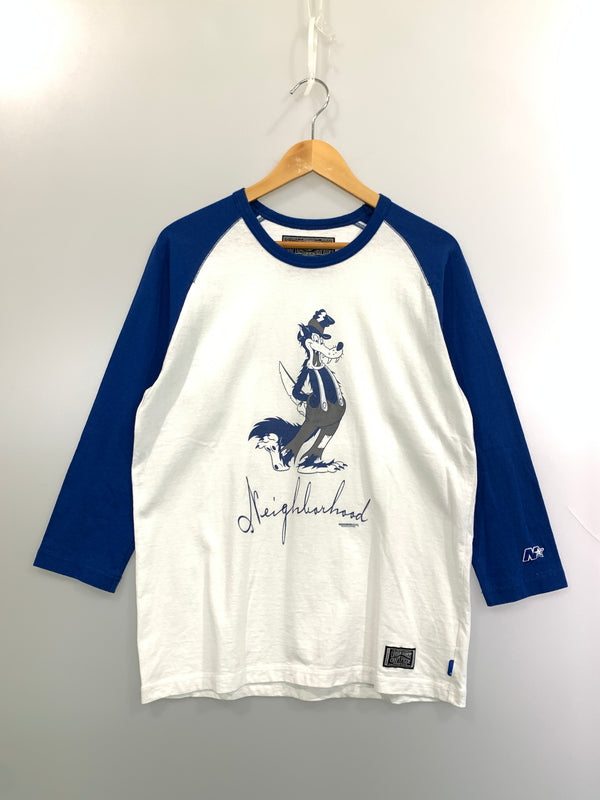 【中古品】【メンズ】 NEIGHBORHOOD ネイバーフッド ×DISNEY ディズニ RAGLAN TEE 七分袖Tシャツ 142-260531-AS-33-min サイズ：M カラー：ホワイト/ブルー 万代Net店