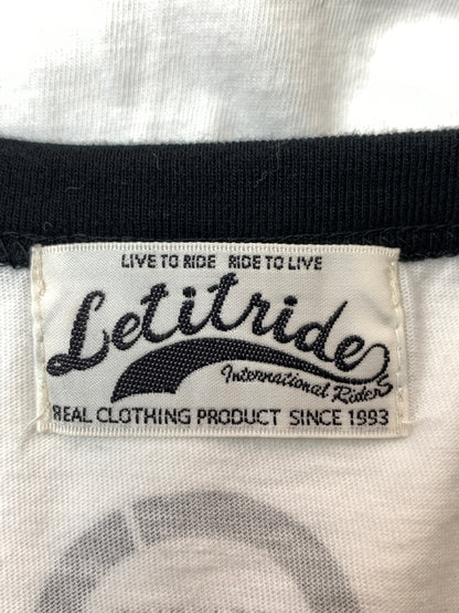 【中古品】【メンズ】 LET IT RIDE レットイットライド ×GOODENOUGH グッドイナフ PRINT TEE 七分袖 142-260531-AS-32-min サイズ：L カラー：ホワイト/ブラック 万代Net店