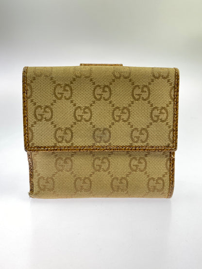 【中古品】【メンズ/レディース】 GUCCI グッチ GGライン Wホックキャンバス 二つ折り財布 115090 181-260713-KS-14-min カラー：ベージュ/ブラウン 万代Net店