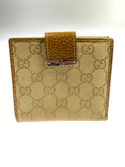 【中古品】【メンズ/レディース】 GUCCI グッチ GGライン Wホックキャンバス 二つ折り財布 115090 181-260713-KS-14-min カラー：ベージュ/ブラウン 万代Net店