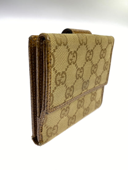 【中古品】【メンズ/レディース】 GUCCI グッチ GGライン Wホックキャンバス 二つ折り財布 115090 181-260713-KS-14-min カラー：ベージュ/ブラウン 万代Net店