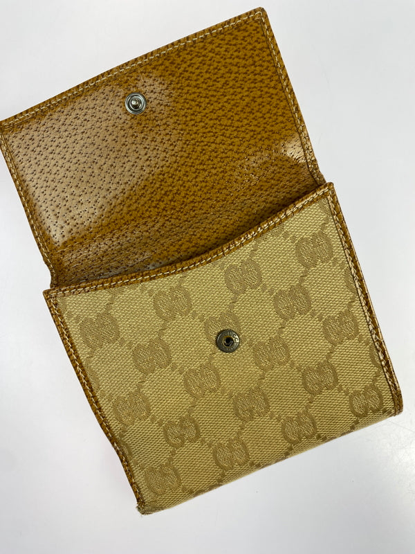 【中古品】【メンズ/レディース】 GUCCI グッチ GGライン Wホックキャンバス 二つ折り財布 115090 181-260713-KS-14-min カラー：ベージュ/ブラウン 万代Net店