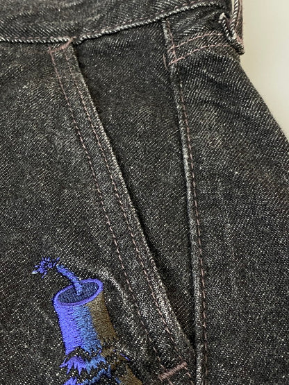 【中古品】【メンズ】 FENG CHEN WANG × LEVI'S フェン・チェン・ワン リーバイス DENIM PANT デニムパンツ 刺繍 153-260606-kt-10-min サイズ：W31 カラー：ブラック 万代Net店