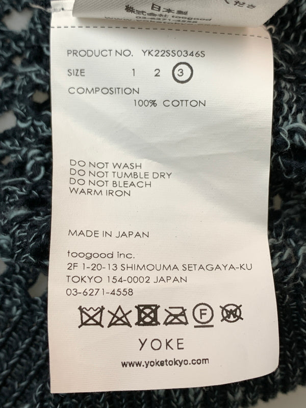 【中古品】【メンズ】 YOKE ヨーク MESHED KNIT CREWNECK YK22SS0346S メッシュニットクルーネック トップス 140-260529-yn-19-min サイズ：3 カラー：ネイビー 万代Net店