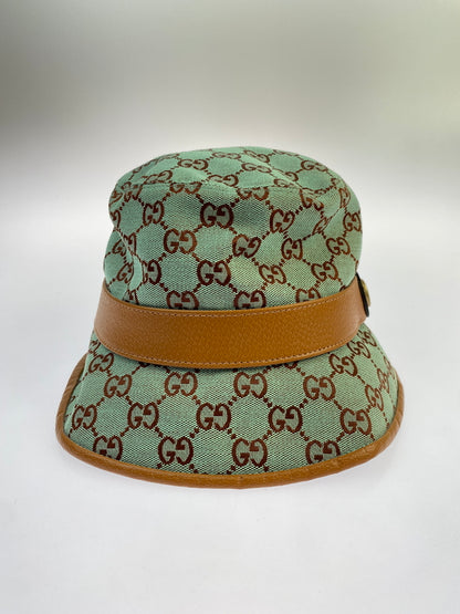 【中古品】【レディース】 GUCCI グッチ GGキャンバス バケットハット 748476 4HG62 帽子 183-260523-kk-16-min サイズ：L/59cm カラー：グリーン系 万代Net店