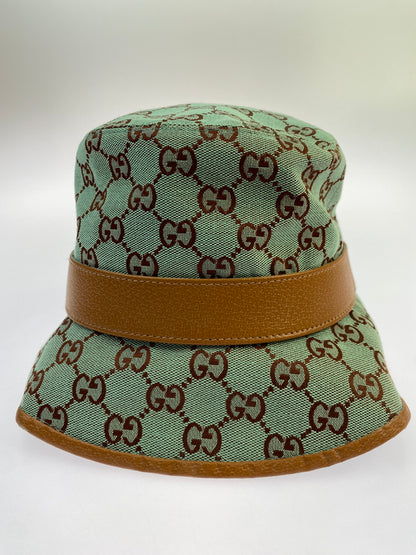 【中古品】【レディース】 GUCCI グッチ GGキャンバス バケットハット 748476 4HG62 帽子 183-260523-kk-16-min サイズ：L/59cm カラー：グリーン系 万代Net店