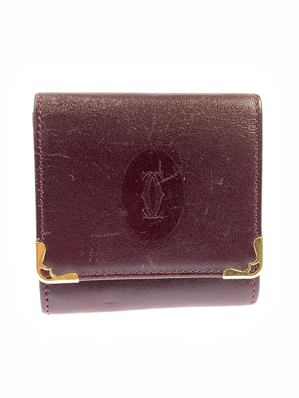 【中古品】【メンズ/レディース】 CARTIER カルティエ マストライン スクエア コインケース 181-260713-KS-17-min カラー：ボルドー 万代Net店
