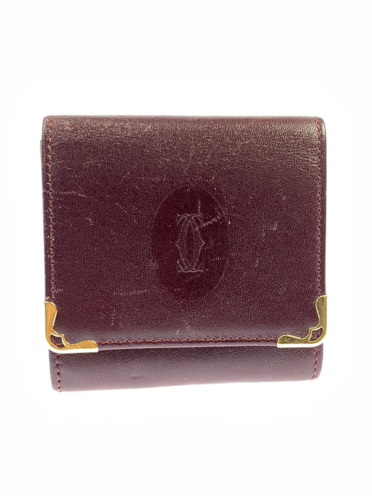 【中古品】【メンズ/レディース】 CARTIER カルティエ マストライン スクエア コインケース 181-260713-KS-17-min カラー：ボルドー 万代Net店