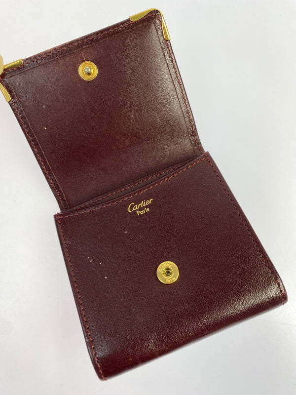 【中古品】【メンズ/レディース】 CARTIER カルティエ マストライン スクエア コインケース 181-260713-KS-17-min カラー：ボルドー 万代Net店