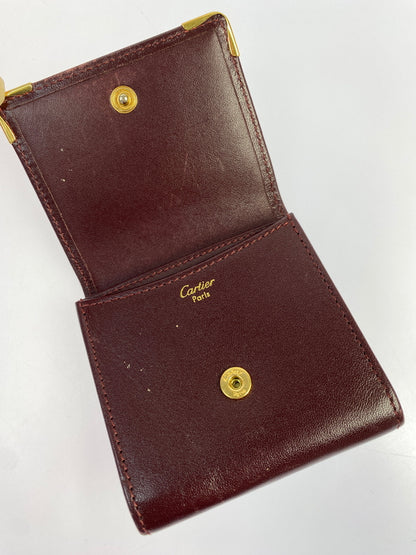 【中古品】【メンズ/レディース】 CARTIER カルティエ マストライン スクエア コインケース 181-260713-KS-17-min カラー：ボルドー 万代Net店