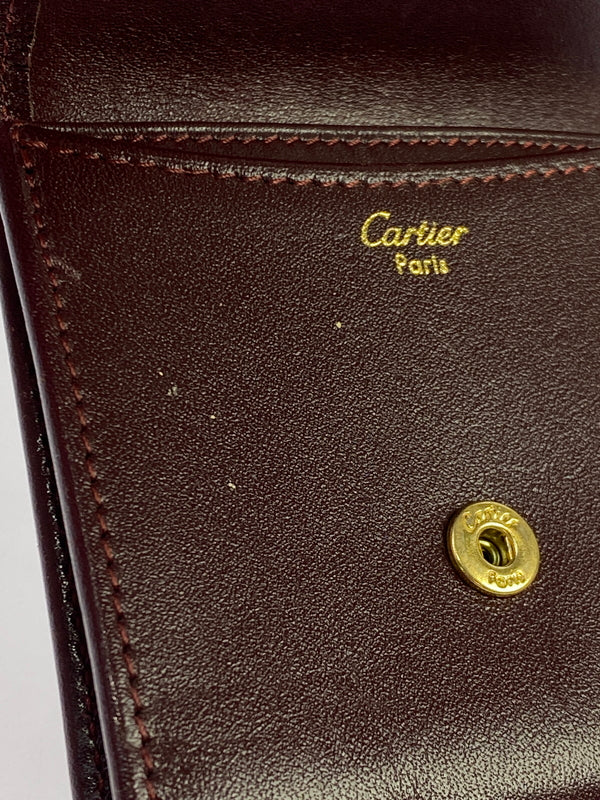【中古品】【メンズ/レディース】 CARTIER カルティエ マストライン スクエア コインケース 181-260713-KS-17-min カラー：ボルドー 万代Net店