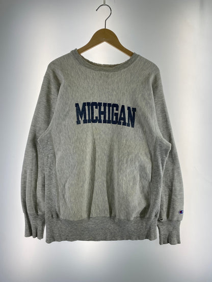 【現状渡し品】【メンズ】 CHAMPION チャンピオン 90's MICHIGAN REVERSE WEAVE SWEATSHIRT 90年代 リバースウィーブ スウェットシャツ トレーナー トップス 146-260529-yn-02-min サイズ：L カラー：ライトグレー 万代Net店
