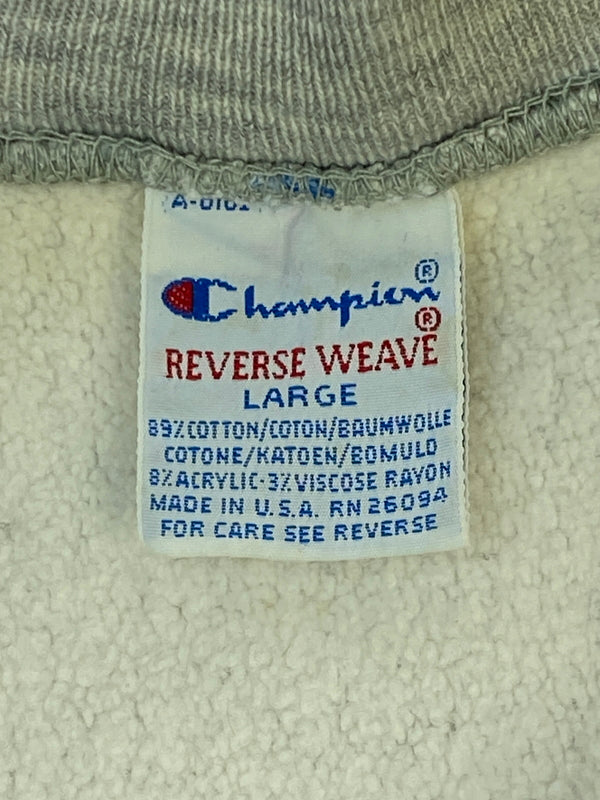【現状渡し品】【メンズ】 CHAMPION チャンピオン 90's MICHIGAN REVERSE WEAVE SWEATSHIRT 90年代 リバースウィーブ スウェットシャツ トレーナー トップス 146-260529-yn-02-min サイズ：L カラー：ライトグレー 万代Net店