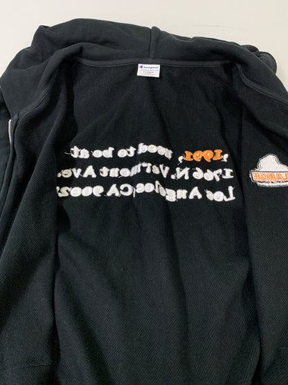 【中古品】【メンズ】 XLARGE エクストララージ ×CHAMPION チャンピオン C8-B109 LOGO REVERSE WEAVE ZIP HOODIE フルジップパーカー 142-260604-AS-58-min サイズ：XL カラー：ブラック 万代Net店
