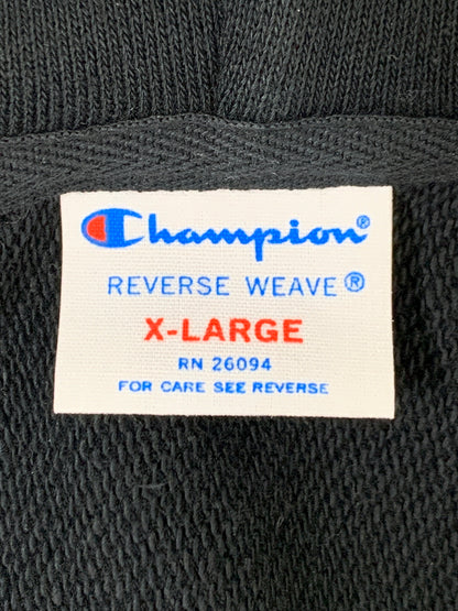 【中古品】【メンズ】 XLARGE エクストララージ ×CHAMPION チャンピオン C8-B109 LOGO REVERSE WEAVE ZIP HOODIE フルジップパーカー 142-260604-AS-58-min サイズ：XL カラー：ブラック 万代Net店