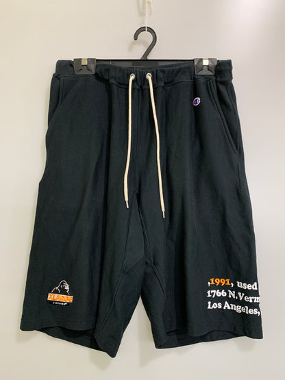 【中古品】【メンズ】 XLARGE エクストララージ ×CHAMPION チャンピオン C8-B503 LOGO REVERSE WEAVE SHORTS リバースウィーブ ショーツ 159-260523-zi-24-min サイズ：XL カラー：ブラック 万代Net店