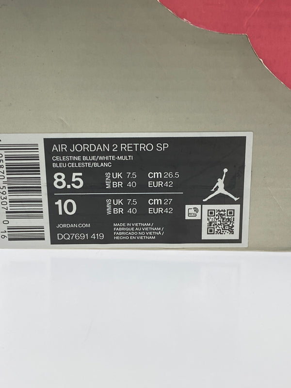 【中古品】【メンズ】 J BALVIN J. バルヴィン × NIKE ナイキ AIR JORDAN 2 RETRO SP DQ7691-419 レトロ SP スニーカー メンズ シューズ 靴 160-260524-em-02-min サイズ：26.5cm カラー：CELESTINE BLUE WHITE MULTI COLOR 万代Net店