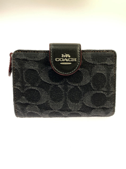 【中古品】【メンズ】 COACH コーチ ミディアム コーナー ジップ ウォレット シグネチャー デニム CP435 財布 二つ折り財布 181-260530-KS-17-min カラー：ブラック 万代Net店