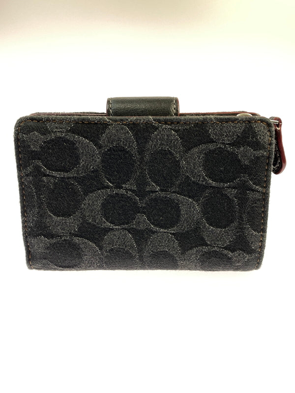 【中古品】【メンズ】 COACH コーチ ミディアム コーナー ジップ ウォレット シグネチャー デニム CP435 財布 二つ折り財布 181-260530-KS-17-min カラー：ブラック 万代Net店