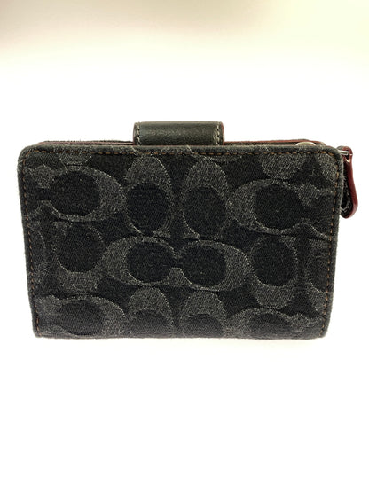 【中古品】【メンズ】 COACH コーチ ミディアム コーナー ジップ ウォレット シグネチャー デニム CP435 財布 二つ折り財布 181-260530-KS-17-min カラー：ブラック 万代Net店