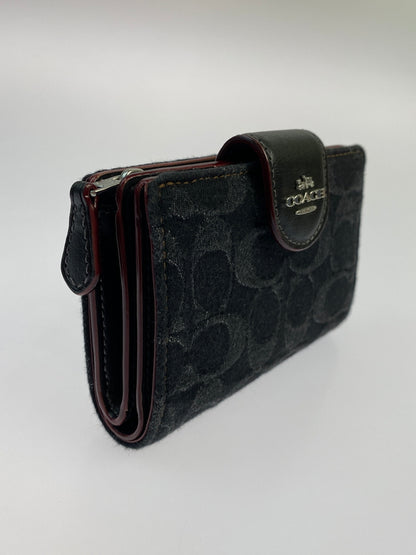 【中古品】【メンズ】 COACH コーチ ミディアム コーナー ジップ ウォレット シグネチャー デニム CP435 財布 二つ折り財布 181-260530-KS-17-min カラー：ブラック 万代Net店