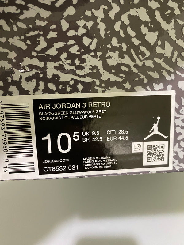 【中古品】【メンズ】 NIKE ナイキ AIR JORDAN 3 RETRO CT8532-031 エアジョーダン3 レトロ スニーカー メンズ シューズ 靴 160-260524-em-04-min サイズ：28.5cm カラー：GREEN GLOW 万代Net店