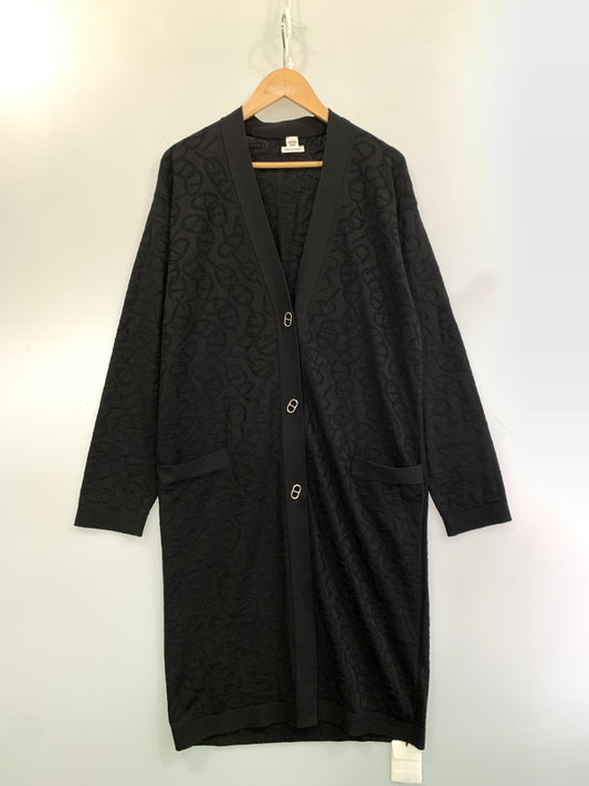 【中古美品】【レディース】 HERMES エルメス 4E2732DC NAOUSSA CHAINE CHAINE D'ANCRE ナウサ シェーヌ シェーヌダンクル ロング カーディガン トップス 168-260526-jt-09-min サイズ：38 カラー：ブラック 万代Net店